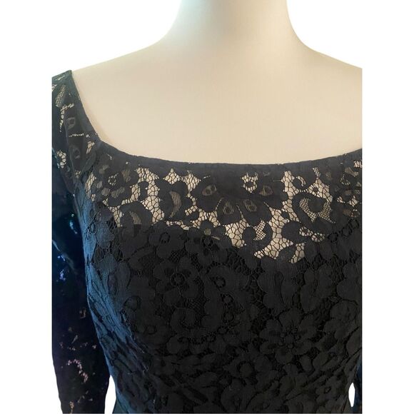 Love by Theia Black Lace Bodice Off-the-shoulder Gown Size 8 MSRP: $320 - Picture 6 of 9